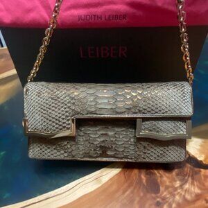 Judith Leiber Limited Edition Authentic Python Rare Double Flap Python Handbag
